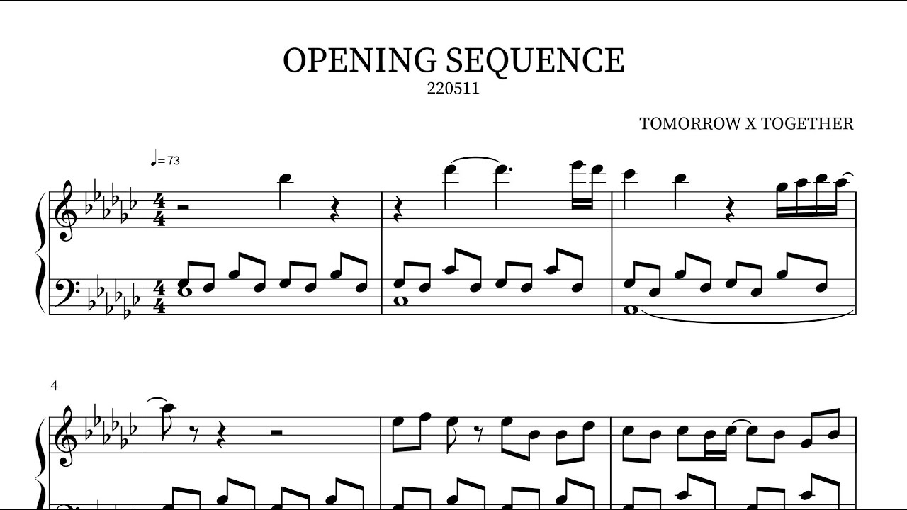 TXT(투모로우바이투게더) - Opening Sequence Piano Sheet(鋼琴譜피아노 악보) - YouTube