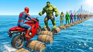 Spider-Man &amp; Hulk Epic Bike Challenge 🏍️ GTA 5 Mods Gameplay