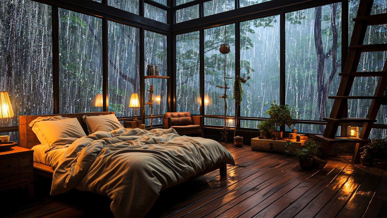 No Ads, Rain Sounds For Sleeping – Peaceful Rainfall and Fireplace in a ...