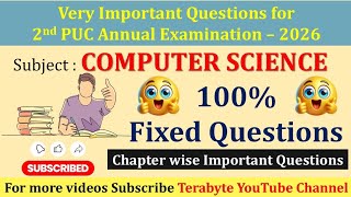 2nd PUC computer science chapter wise important questions for ANNUAL EXAM-2026 | VERY IMPORTANT 