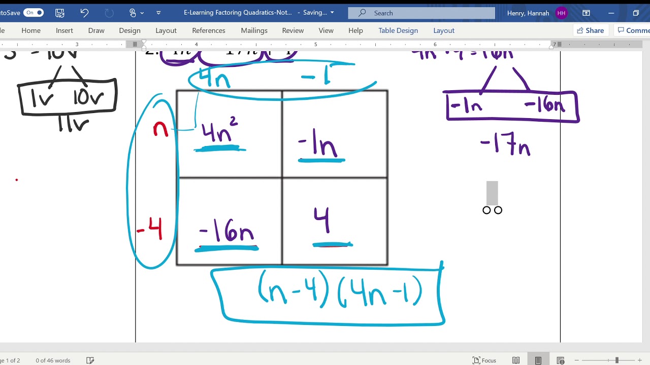 Factoring Quadratics Notes 2 - YouTube