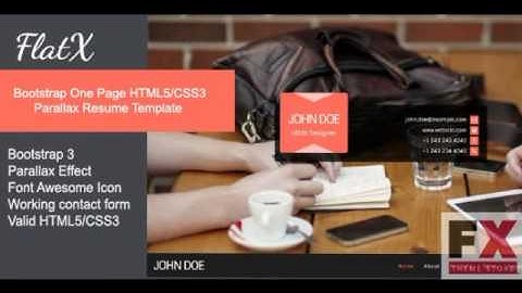 Preview FlatX - Bootstrap Onepage Parallax Resume Template T