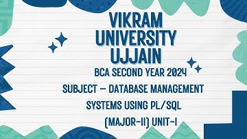 Vikram University Ujjain BCA 2nd Year Subject - Database Management System Unit - 1 #viralvideo