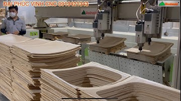 Máy router cnc 4 Axis 2 bàn 4 dao cắt phay profile mặt ghế tựa ghế ván ép