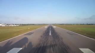 BAe ATP Flight Deck - Landing in Guernsey chasing our shadow