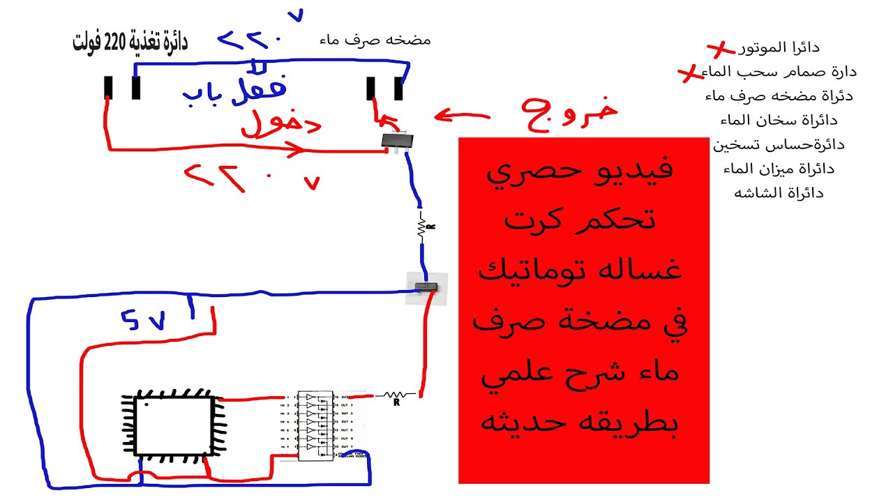 فيديو حصري تحكم كرت غساله توماتيك في مضخة صرف ماء شرح علمي بطريقه حديثه