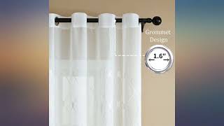 Top Finel White Sheer Curtains for Bedroom Living Room Embroidered Diamond Faux review