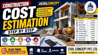 Construction Cost Estimation Step By Step | House Construction Estimate | Civil Concept
