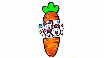 Draw and color the carrot and the bunny - Vẽ và tô màu cà rốt, thỏ