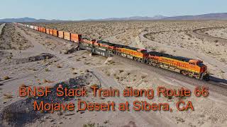 BNSF - Mojave Desert along Route 66 at Siberia, CA Aerial Cinematic #4k