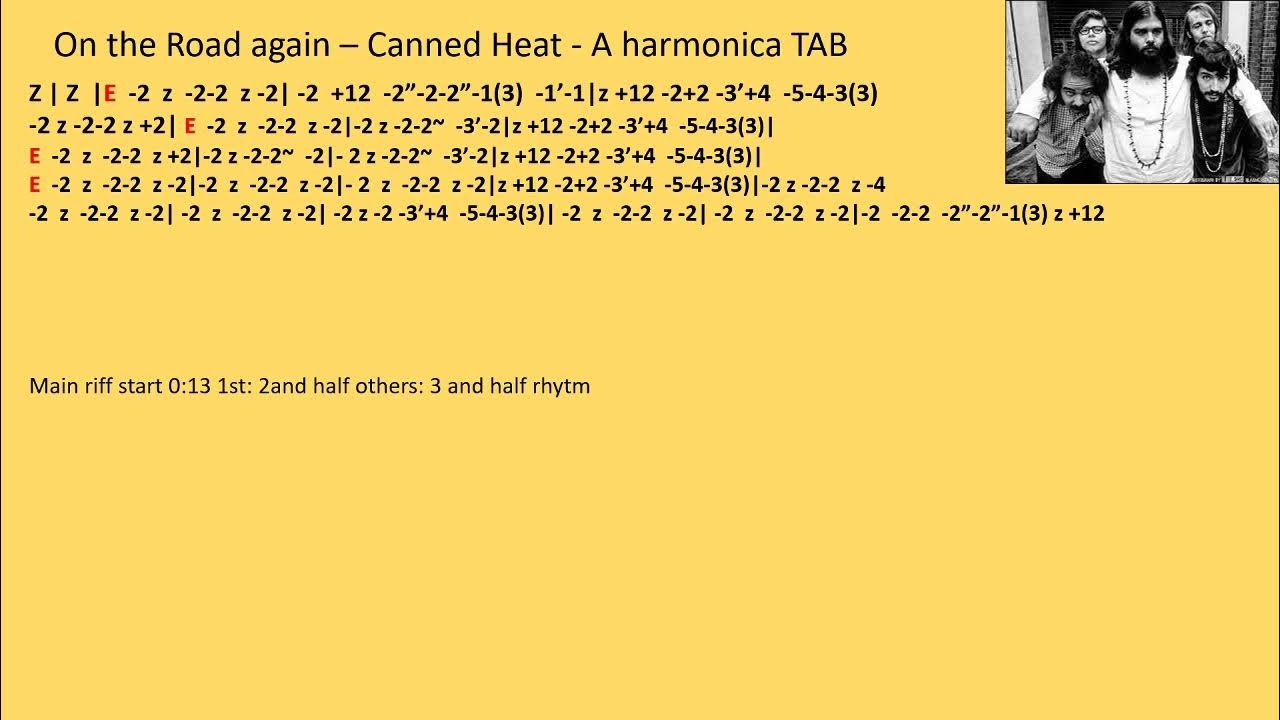 practice On the Road again Canned Heat A harmonica TAB YouTube