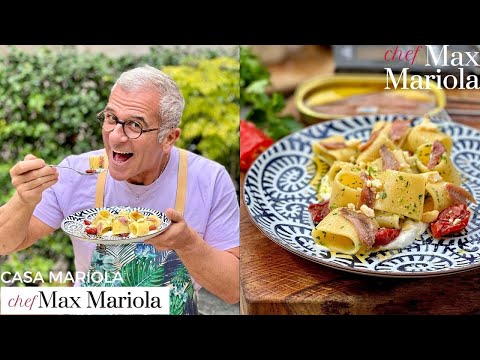 Pasta con Alici Sott'Olio, Crema di Ricotta e Croccante di Grissini
