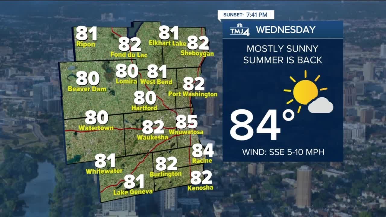SE WI weather: Sunny and humid Wednesday, temps in the 80s - YouTube