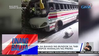 Bus, Bumangga Sa Bahagi Ng Bundok Sa Tabi Ng Kalsada Matapos Mawalan Ng Preno | Unang Balita