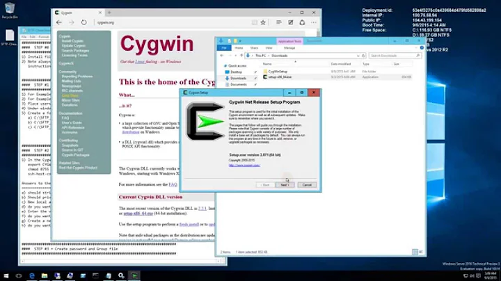SFTP - Windows Server 2016 install of Cygwin OpenSSH with User Restricted to Home Directory