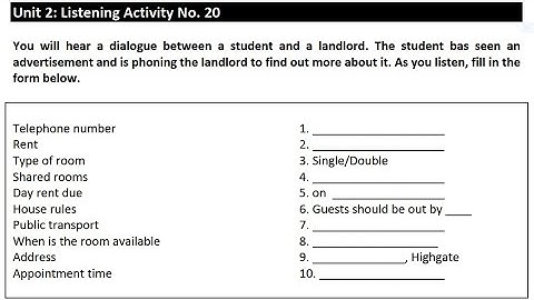 Unit 2: Listening Activity No.20