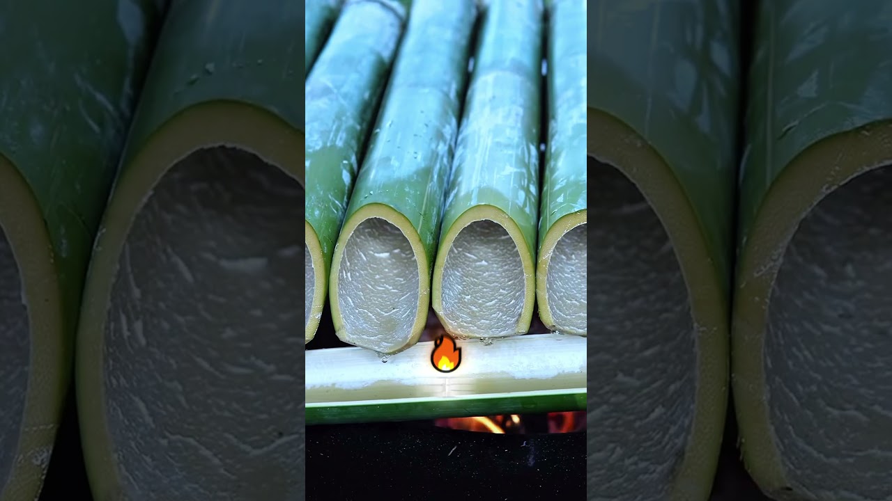 The Man Chops Bamboo in the Forest to Boil for Drinking Water 