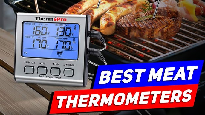 ThermoPro TP17W Digital Meat Thermometer with Dual Probes and Timer Mode  Grill Smoker Thermometer with Large LCD Display in Red