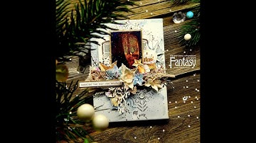 #dies_Fantasy Текстурный зимний холст, часть 1  Mixed media canvas #mixedmedia #скрапбукинг