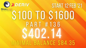 Part #136 $402.14 Done $100 to $1600 free bot binary.com deriv profit consistent digit differ