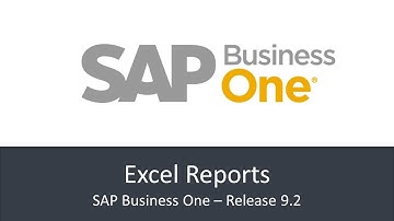 SAP Business One 9.2 - Excel Reports