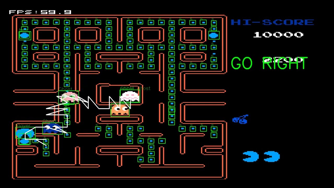 Pac-Man pathfinding AI demonstration. video preview