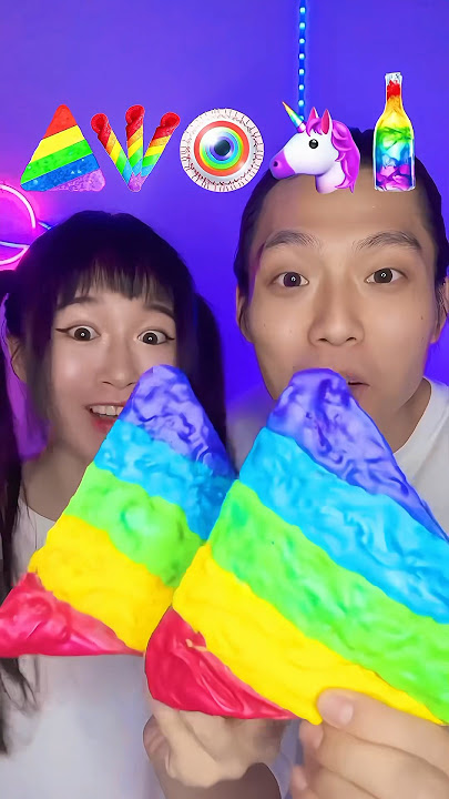 Giant Rainbow Food Challenge ASMR🌈🥵#asmr #mukbang