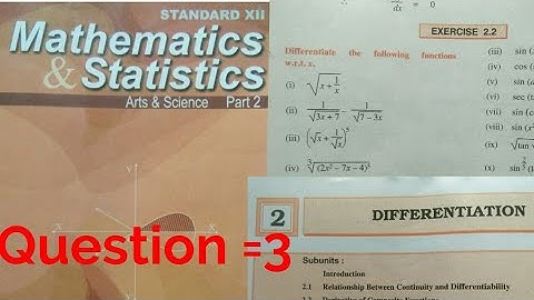 Exercise 2.2,Differentiation,12th maths2,HSC ,Derivative of composite function or chain rule