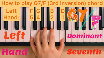 Piano Lesson 243: How to play G7/F (3rd inversion) chord with the left hand play along tutorial