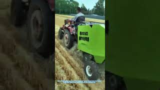 Wheat Straw Baler Working in the Farm Field