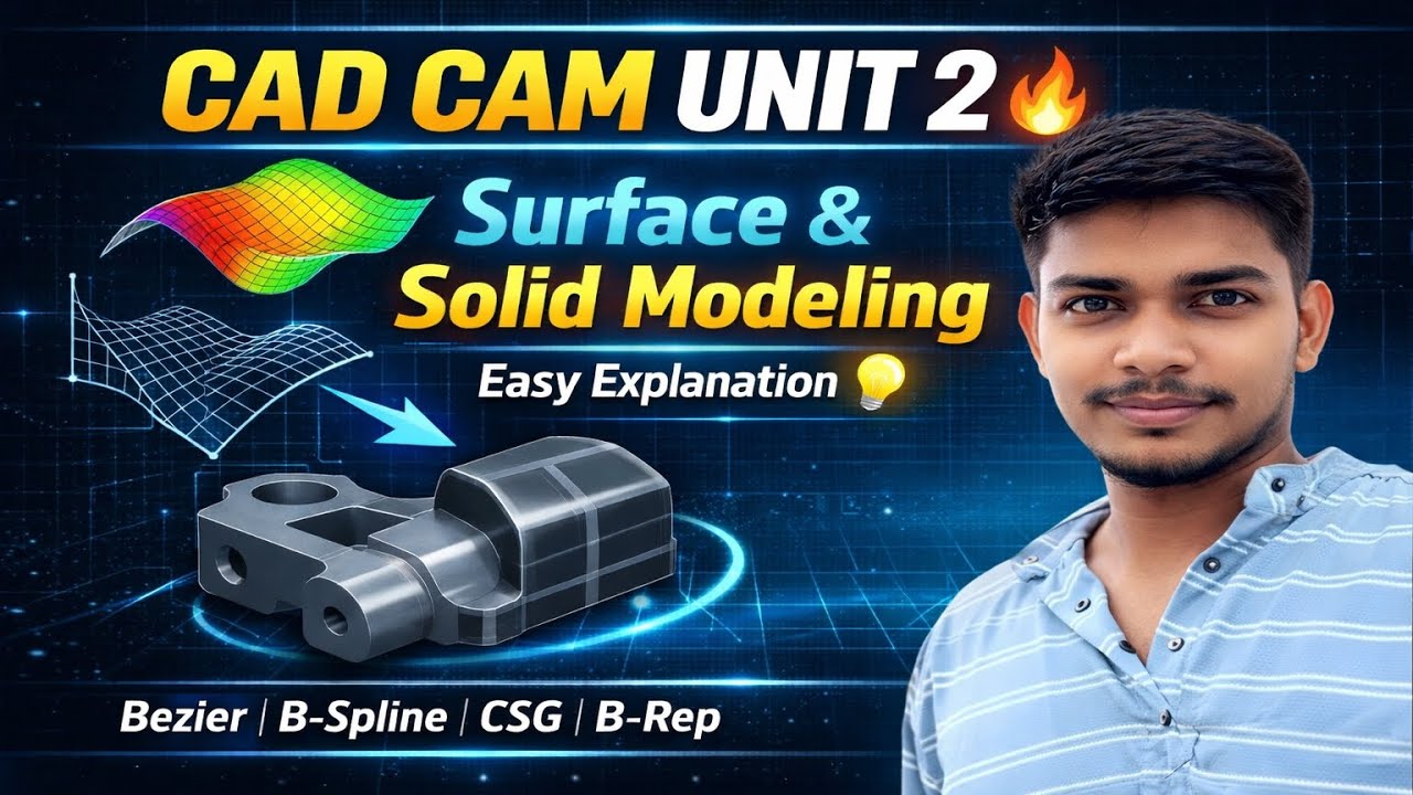 CAD CAM Unit 2 (part 2) Explained 🔥 Surface & Solid Modeling (Bezier, B ...