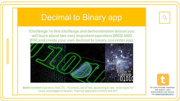 Decimal to Binary converter (Python Demo)