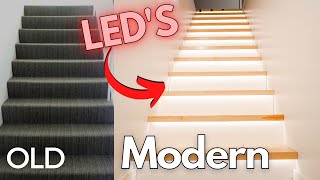 DIY Modern Staircase and Handrail Makeover With Led Lights