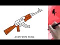 HOW TO DRAW AKM GUN FROM PUBG