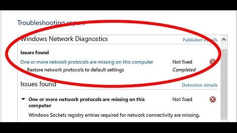 One or more network protocols are missing on this computer|Windows Sockets registry entries missing