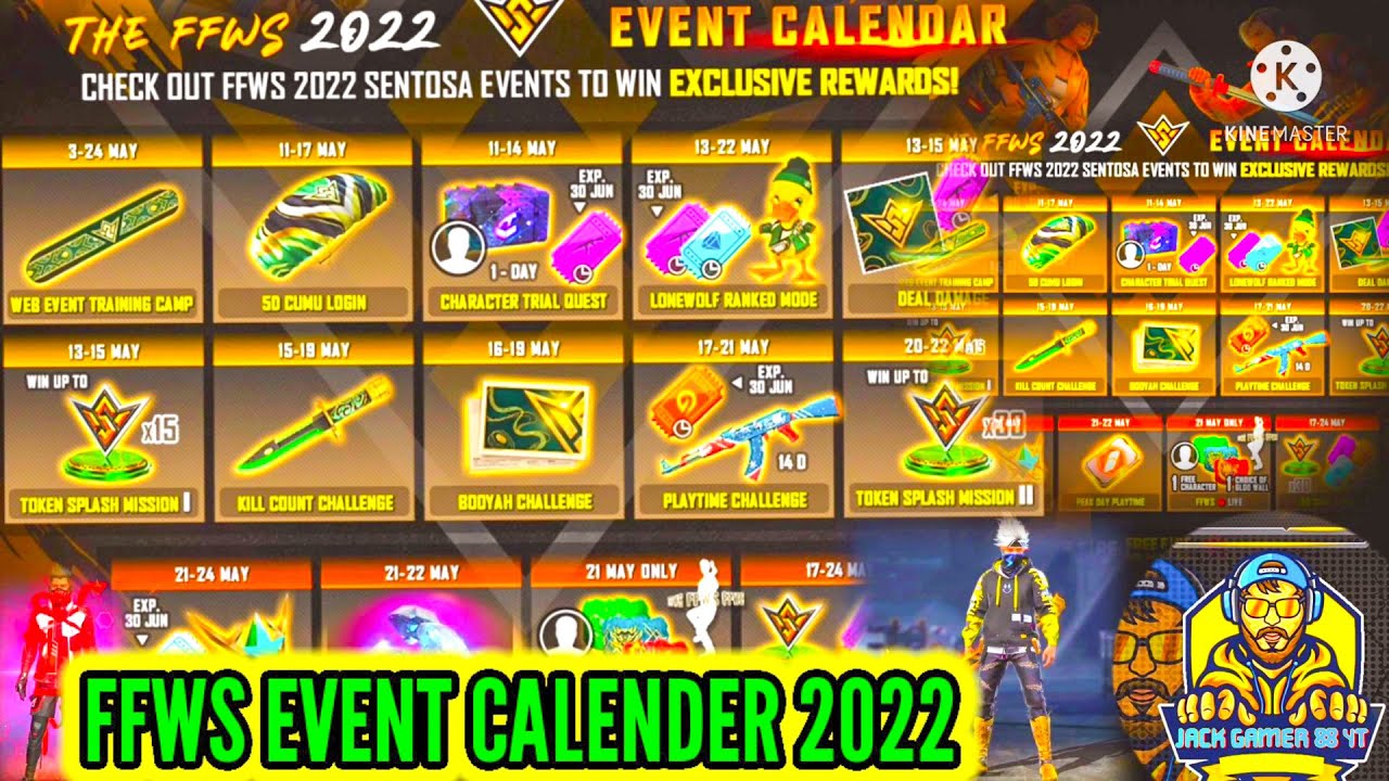 FFWS EVENT CALENDAR 2022 | FREE FIRE WORLD SERIES ALL FREE REWARDS | FF NEW EVENT - JACK GAMER 88 YT