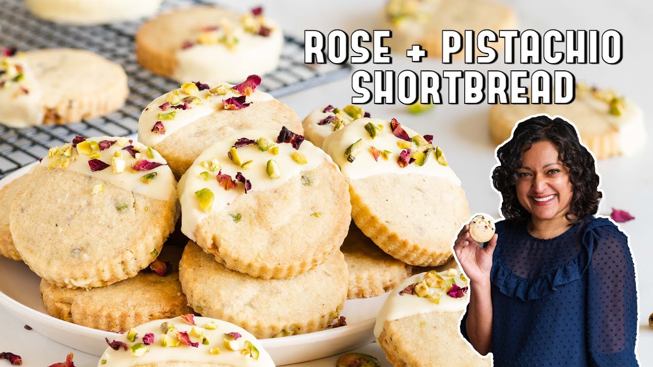 Rose + Pistachio Shortbread Cookies