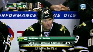 Jamie Benn PPG 42. Jaromir Jagr 1000th assist. Mar 29 2013 Minnesota Wild vs Dallas Stars NHL