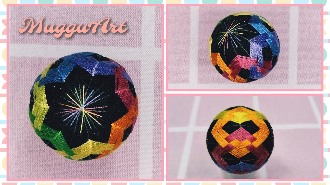 Шары Темари ~ Набор из 14 радужных шаров Темари в форме ромба 