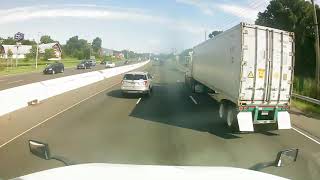 Tractor-Trailer Overturns in Alleged Road Rage Incident | Shocking Footage