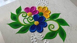 #4 beautiful flowers rangoli design/ daily rangoli easy/ flower kolam designs #4 beautiful flowers rangoli design/ daily rangoli easy/ flower kolam designs