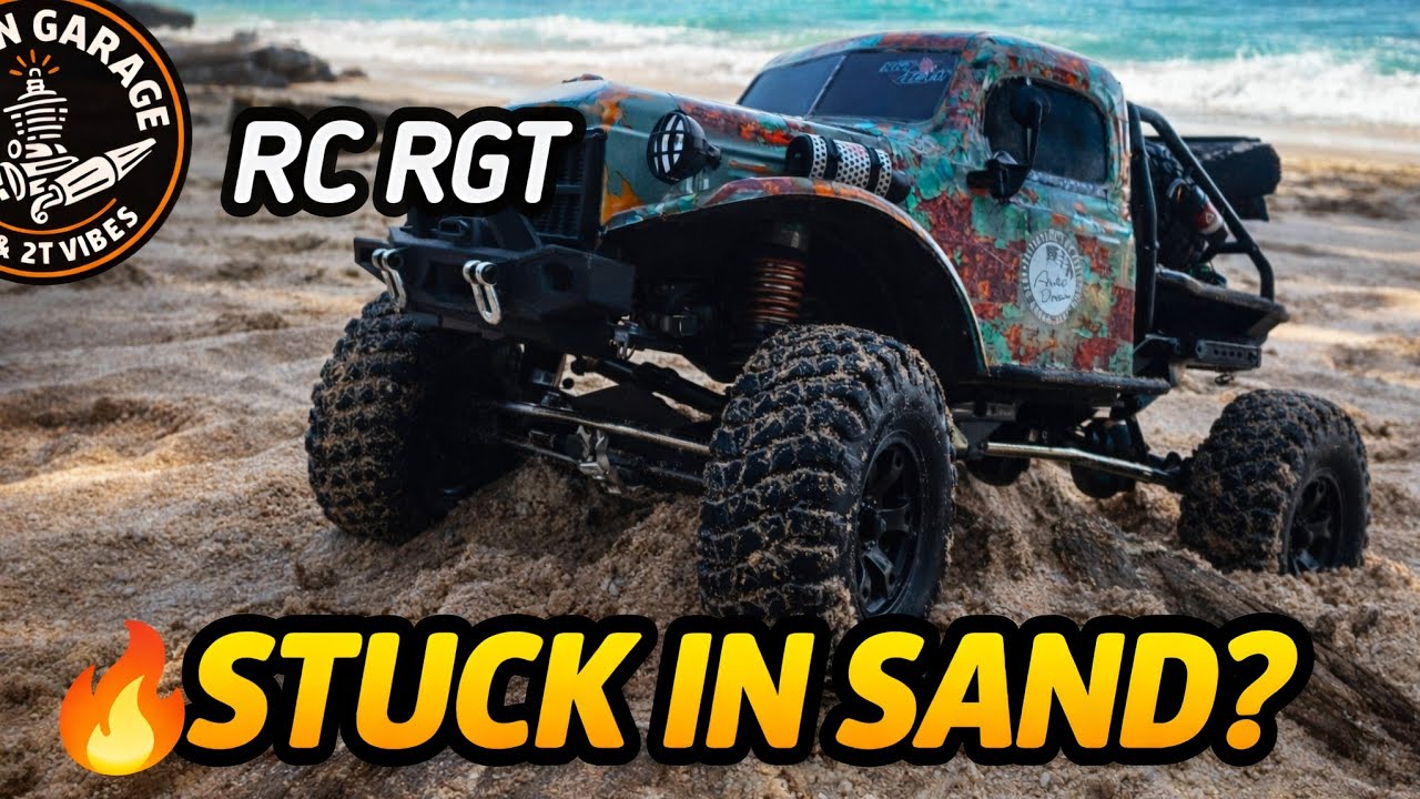 Радиоуправляемый грузовик RGT против песка на пляже – застрянет?