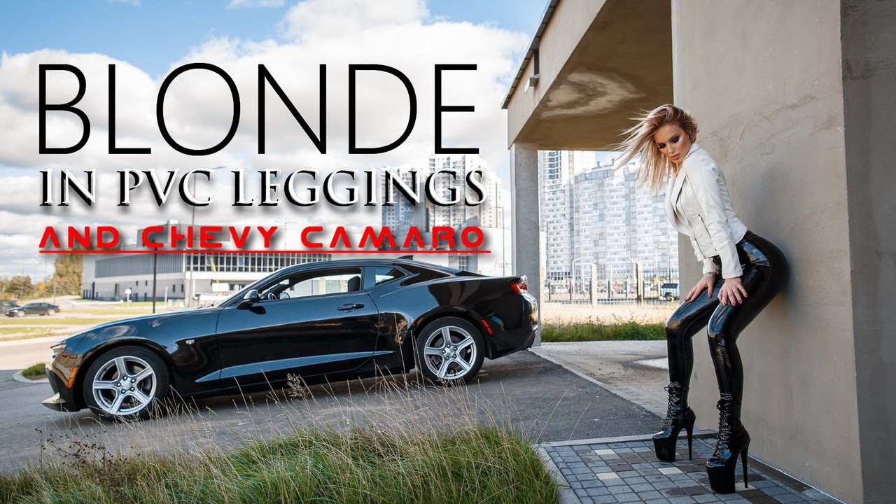 ACID DIVA IN PVC LEGGINGS AND HIGH HEELS WITH CHEVI CAMARO PHOTOSHOT