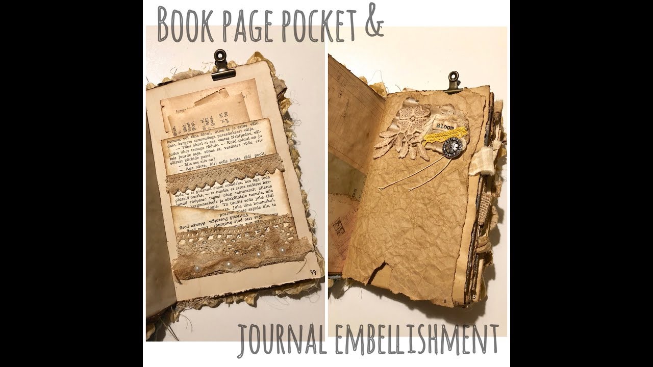 Craft with me - journal embellishment and book page pocket - YouTube