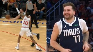 Luka Doncic hits crazy scoop shot layup from near 3pt and can only laugh 😂