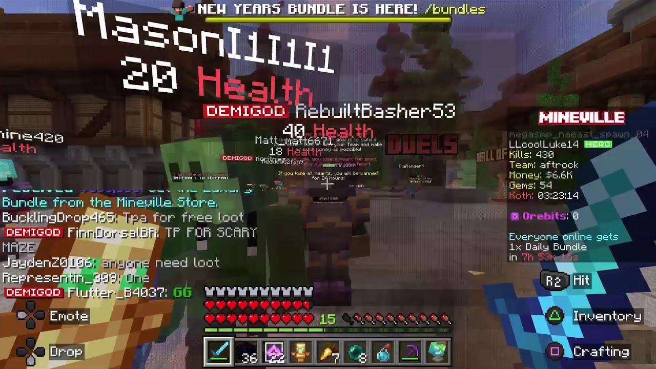 cpvping/pvping and rating bases and builds in Minecraft Mineville - YouTube
