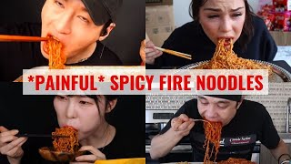 *PAINFUL* Before \& After Spicy Ghost Fire 🔥 Noodles Challenge Mukbang Eating Compilation Reactions