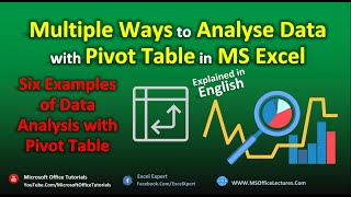 Multiple Ways to Analyze Data with Pivot Table in MS Excel | Excel Tutorial | Pivot Table