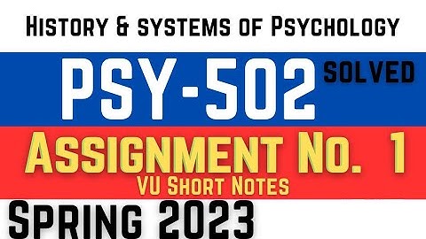 PSY502 Assignment 1 Solution 2023 || History and  systems of Psychology || Psy502 Assignment 1