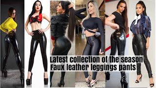 Glossy latex shiny leather leggings pants outfits ideas #new #trend #leather #fashion #review #yt